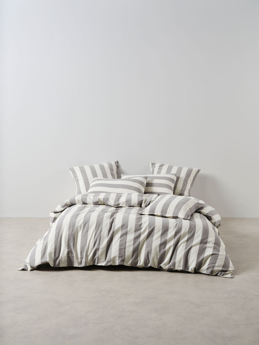 Vintage Stripe Steel Quilt Cover Set