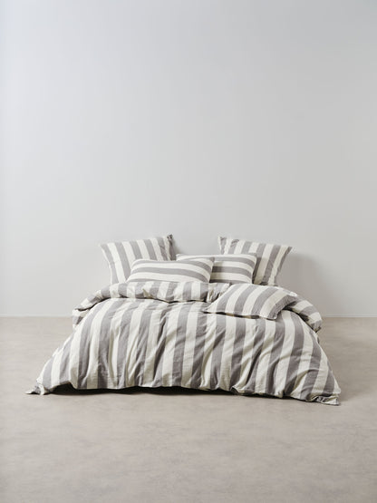 Vintage Stripe Steel Quilt Cover Set