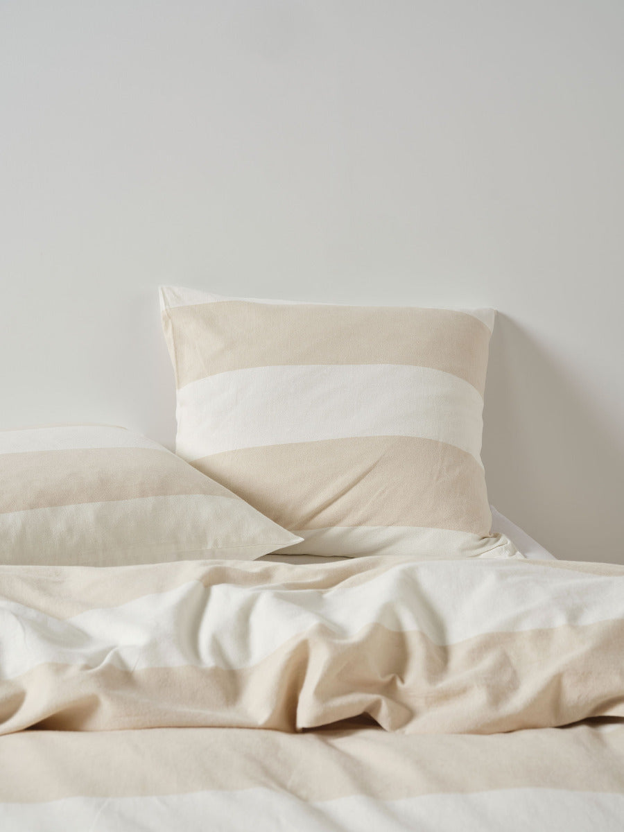Vintage Wide Stripe Natural European Pillowcase