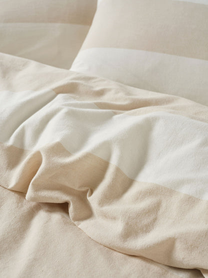 Vintage Wide Stripe Natural Quilt Cover Set