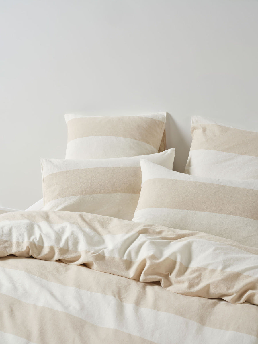Vintage Wide Stripe Natural European Pillowcase