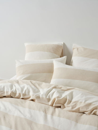 Vintage Wide Stripe Natural European Pillowcase