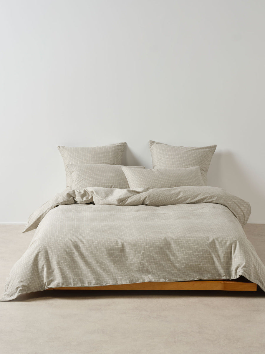 Volley Check Pebble Quilt Cover Set