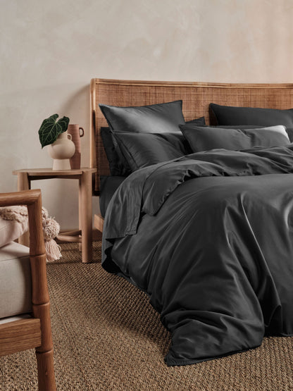 400TC Bamboo/Cotton Nara Charcoal Quilt Cover Set