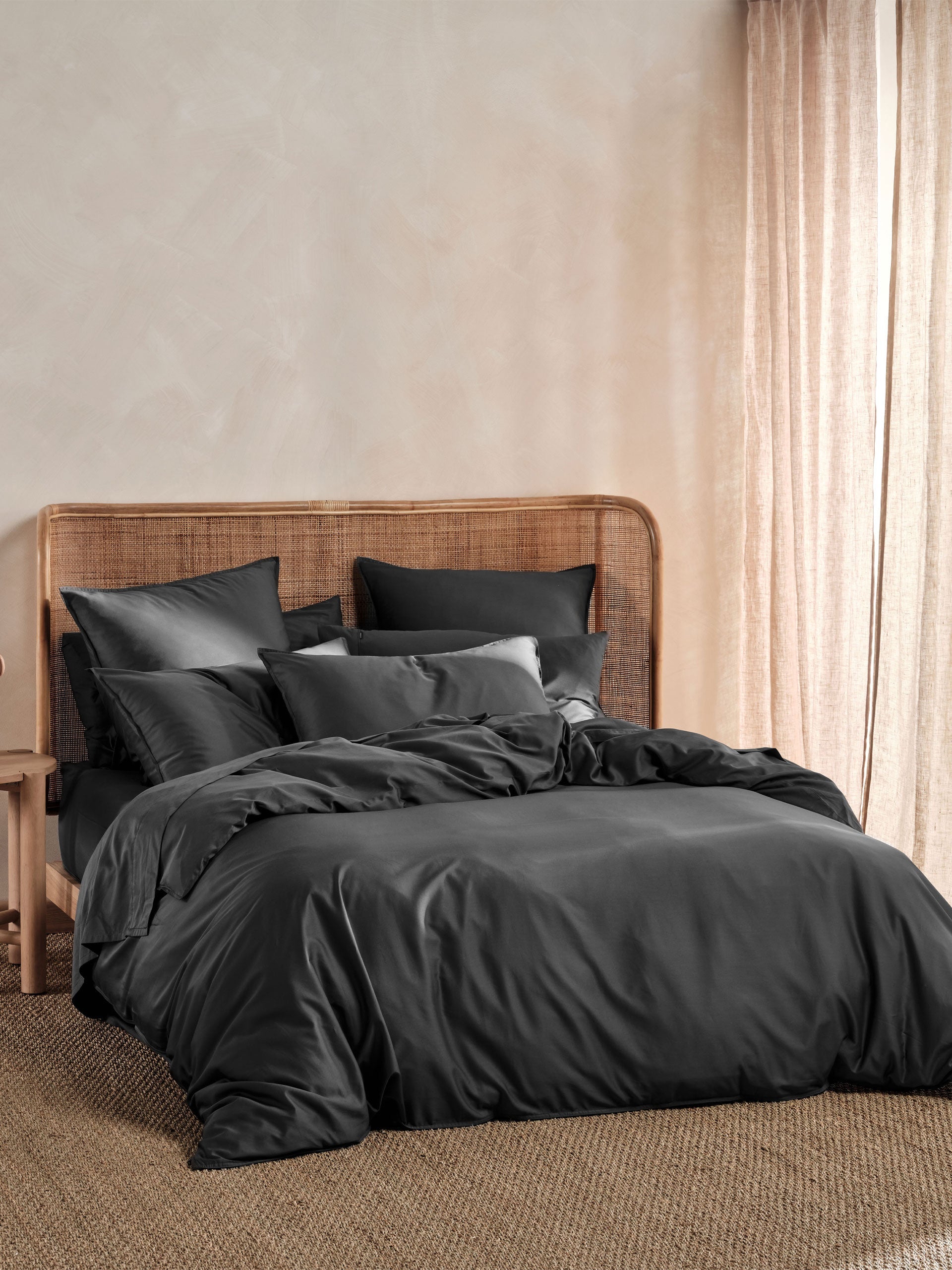 400TC Bamboo/Cotton Nara Charcoal Quilt Cover Set