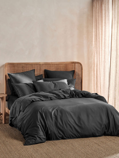 400TC Bamboo/Cotton Nara Charcoal Quilt Cover Set