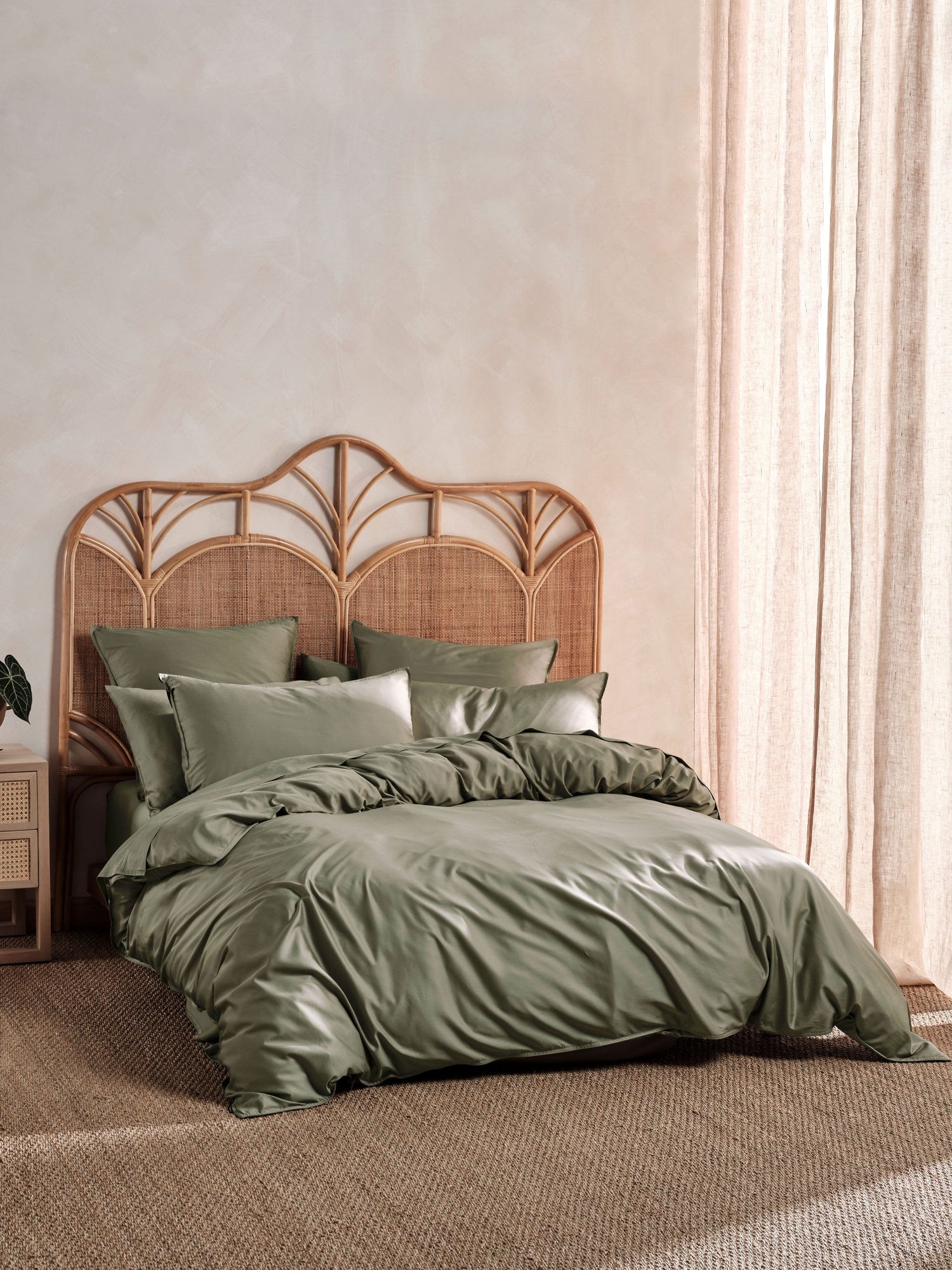 400TC Bamboo/Cotton Nara Moss Quilt Cover Set