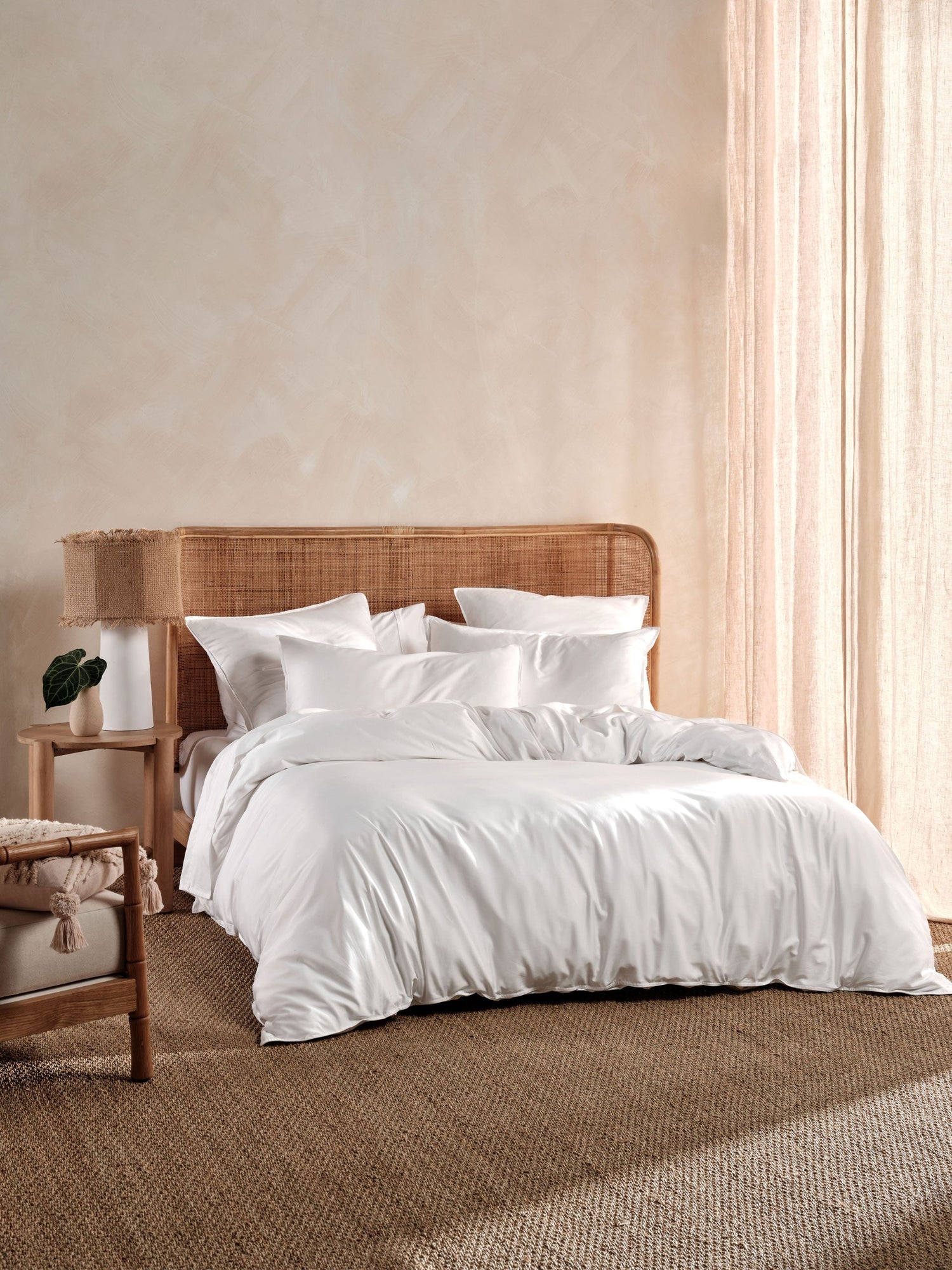 400TC Bamboo/Cotton Nara White Quilt Cover Set