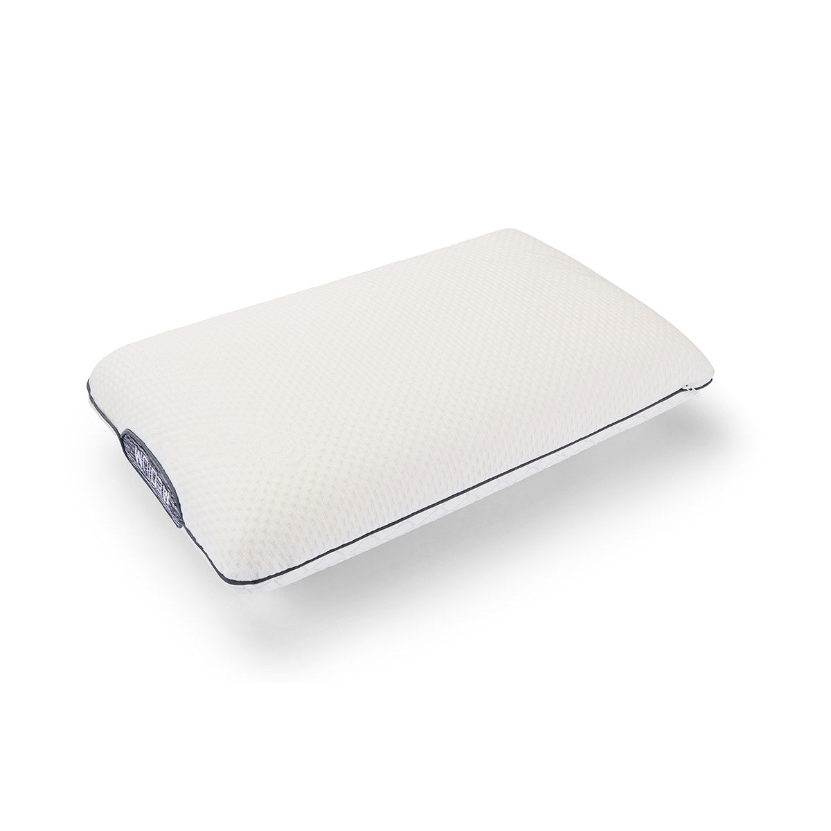White memory foam pillow with a textured surface on a white background_bottom