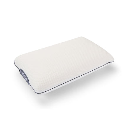 White memory foam pillow with a textured surface on a white background_bottom